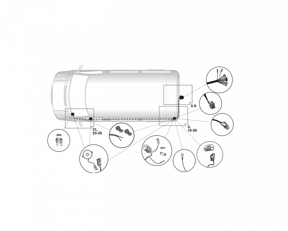 Электрика фаркопа Hak-System (13 pin) для Opel Vivaro 2014-2018 21500610 в 