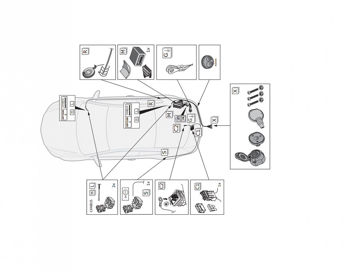 Электрика фаркопа ECS (13 pin) для BMW X1 (E84) 2009-2015 BW008D1 в 