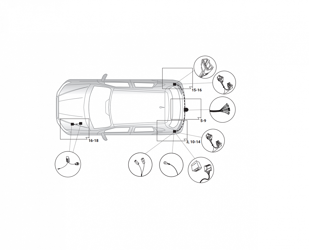 Электрика фаркопа Hak-System (13 pin) для Citroen C4 Aircross 2012-2017 21500578 в 