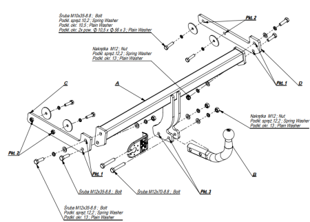 Фаркоп Imiola для Ford Focus (седан) 1998-2004 Арт. E.024 E.024 в 