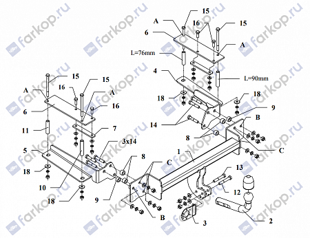 Фаркоп Auto-Hak для Suzuki SX4 (4 дв) 2007-2016 W 27 в 