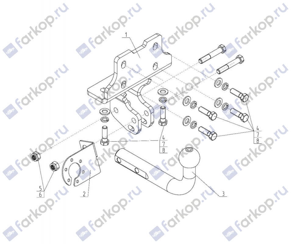 Фаркоп AvtoS для Toyota Land Cruiser Prado J120 2003-2009 TY 42 в 