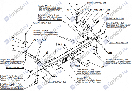 Фаркоп Imiola для Subaru Forester 1999-2002 U.001 в 