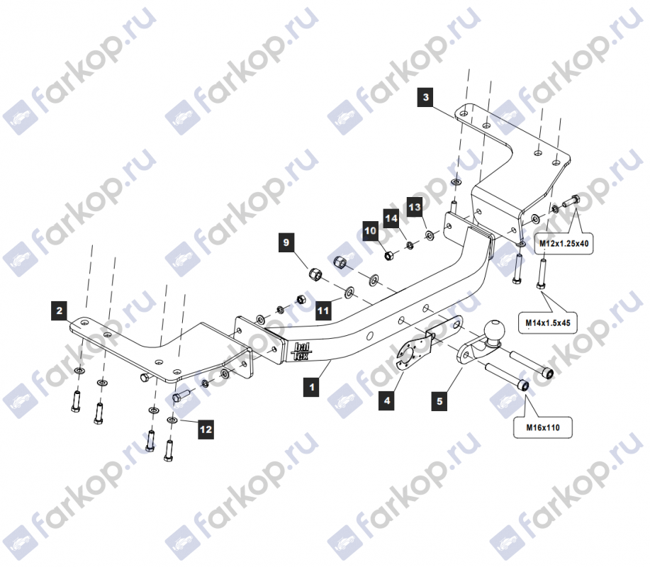 Фаркоп Baltex для Toyota Land Cruiser J100 (VX) 1998-2007 Арт. Y08E Y08E в 