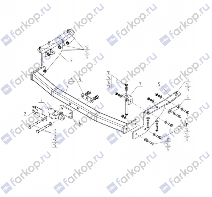 Фаркоп AvtoS для Nissan Patrol 2010-2017 Арт. NS 31 NS 31 в 