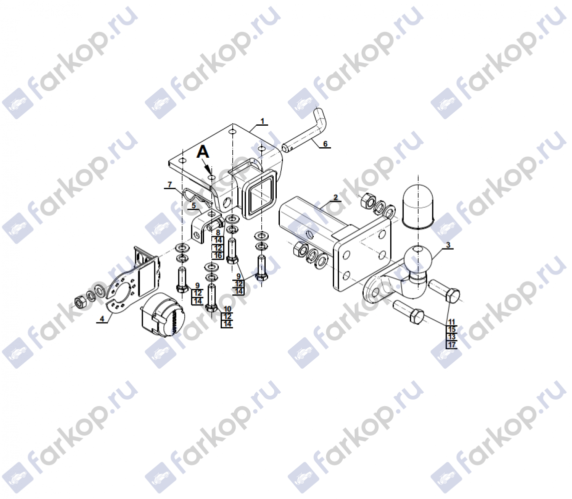 Фаркоп Steinhof для Volkswagen Amarok 2010- Арт. V-021 V-021 в 