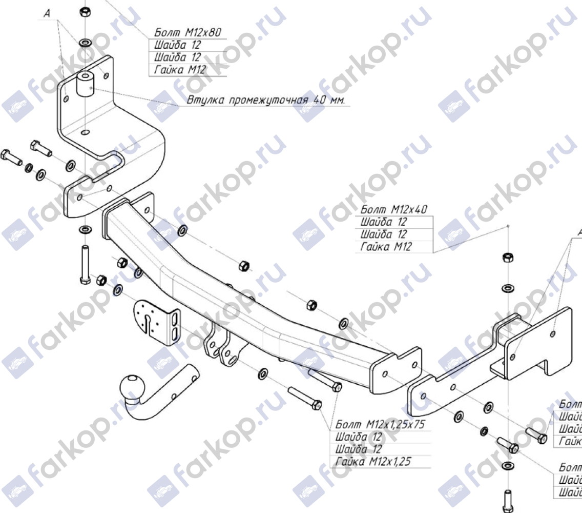 Фаркоп Oris для Mitsubishi Pajero Sport 2008-2016 Арт. 4156-A 4156-A в 