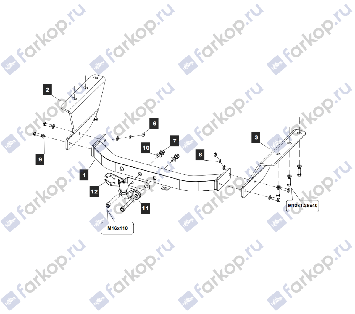 Фаркоп Baltex для Jeep Cherokee 2007-2013 04243708 в 