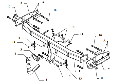 Фаркоп Auto-Hak для Mazda Tribute 2004-2007 C 45 в 