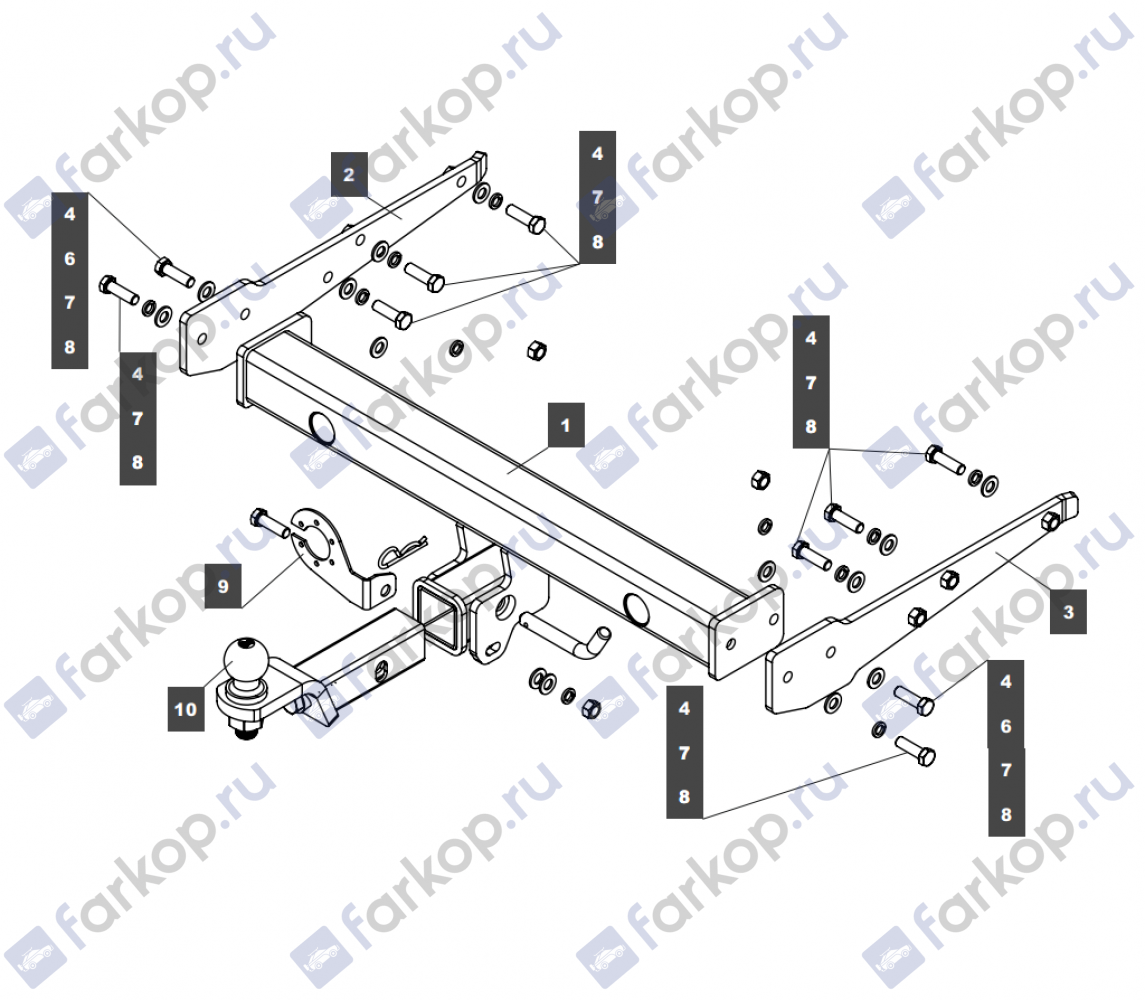 Фаркоп TowRus для Volkswagen Multivan 2003-2015 269076 в 