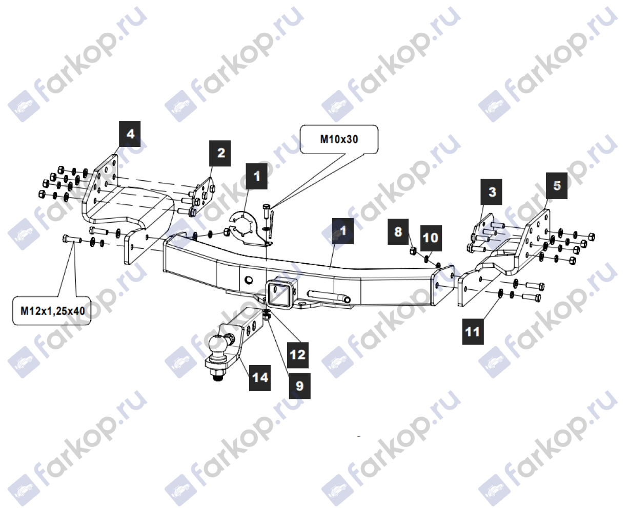 Фаркоп TowRus для Mitsubishi Pajero Sport 2017-2021 189379 в 