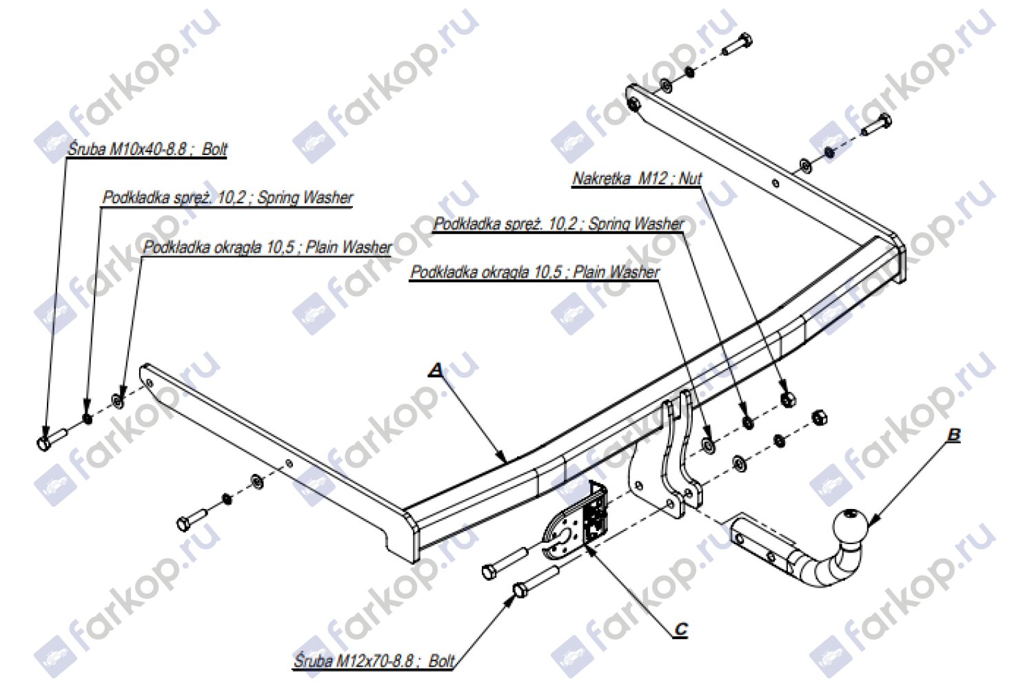 Фаркоп Imiola для Ford Fusion 2002-2012 Арт. E.034 E.034 в 