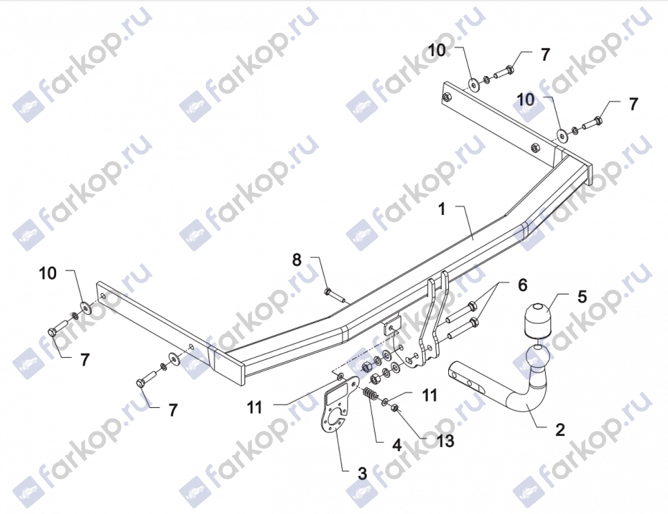 Фаркоп Auto-Hak для Skoda Octavia (5d, 4x4) 2004-2013 Арт. H 14 H 14 в 