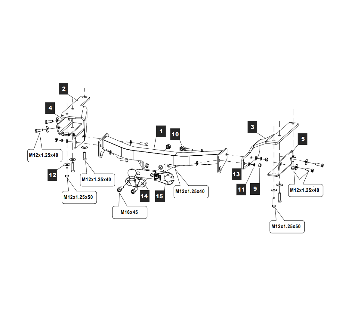 Фаркоп Baltex для Toyota Highlander 2014-2020 Арт. 24255308E 24255308E в 