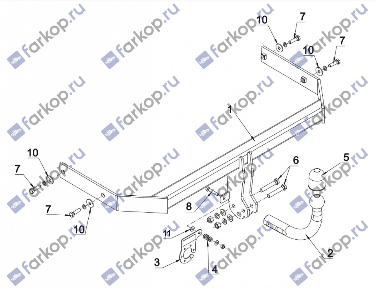 Фаркоп Auto-Hak для Volkswagen Polo 2009-2017 (хетчбэк) K 52 в 