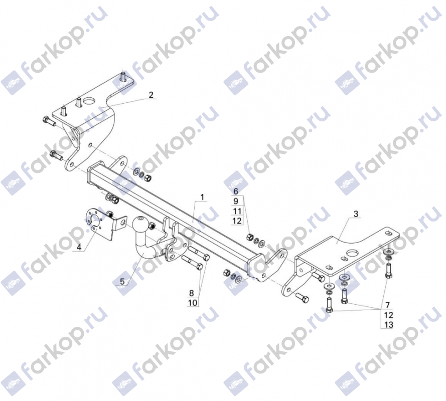 Фаркоп AvtoS для Toyota Corolla (седан) 2013-2018 Арт. TY 37 TY 37 в 