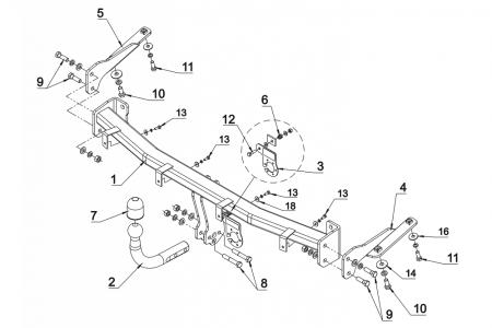 Фаркоп Auto-Hak для Volkswagen Caddy 2004-2020 K 45 в 