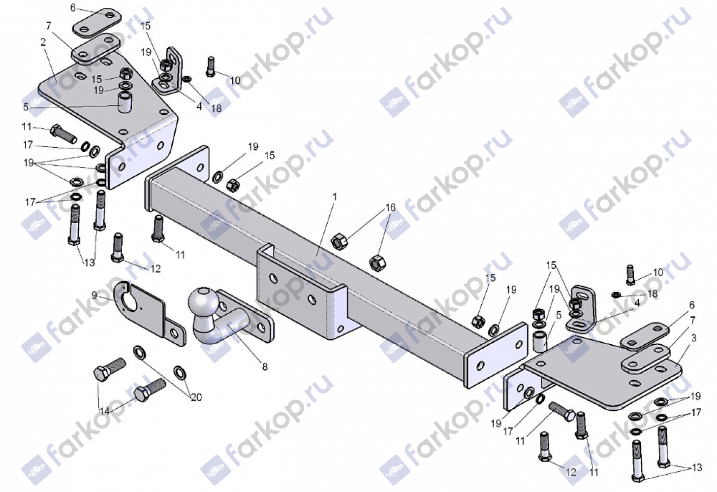 Фаркоп Лидер Плюс для Toyota Land Cruiser J100 GX 1998-2007 Арт. T112-F(N) T112-F(N) в 