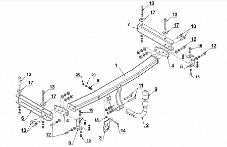 Фаркоп Auto-Hak для Audi A6 (4D,Quattro) 1997-2005 Арт. A 19 A 19 в 