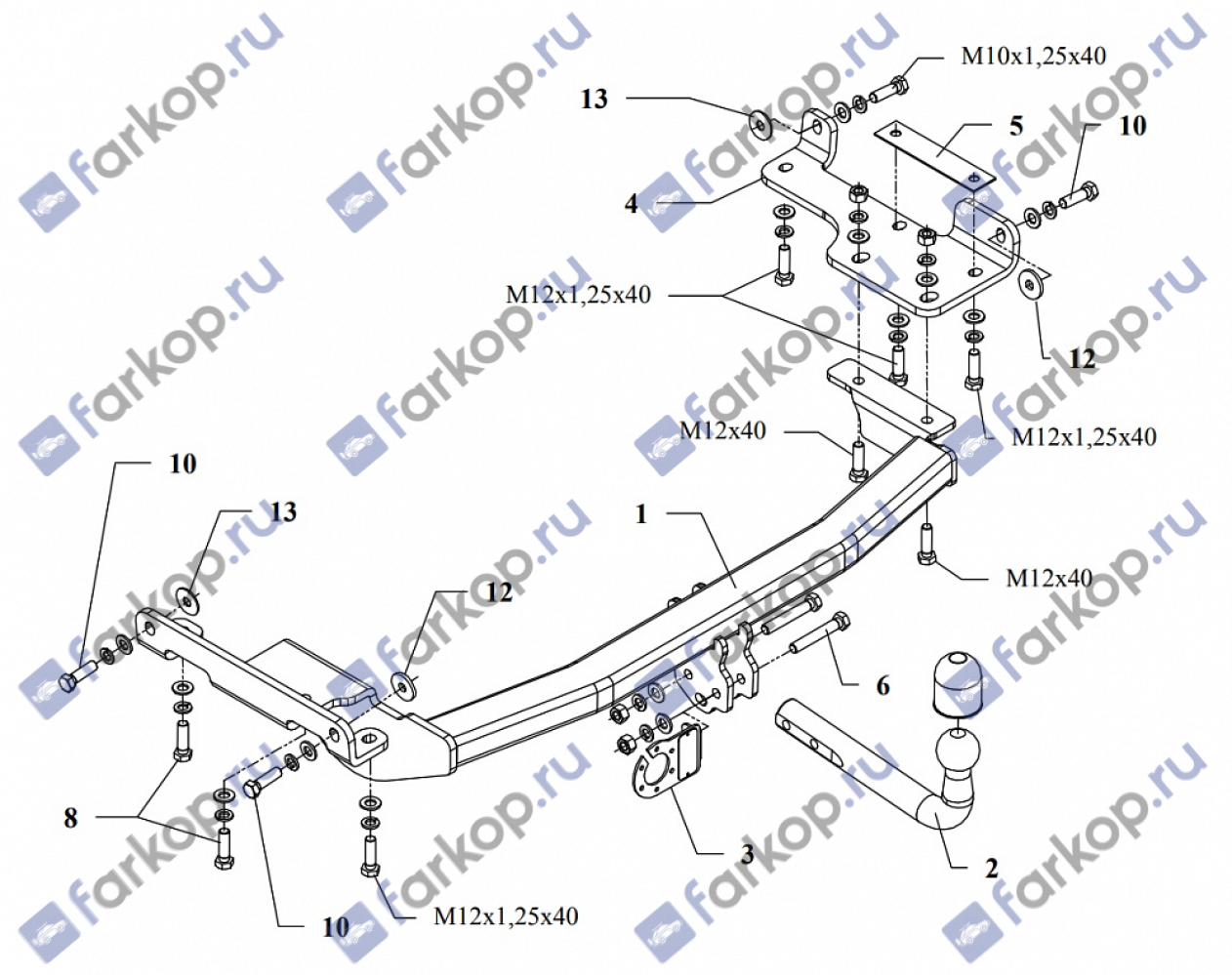 Фаркоп Auto-Hak для Nissan Murano 2004-2008 V 62 в 