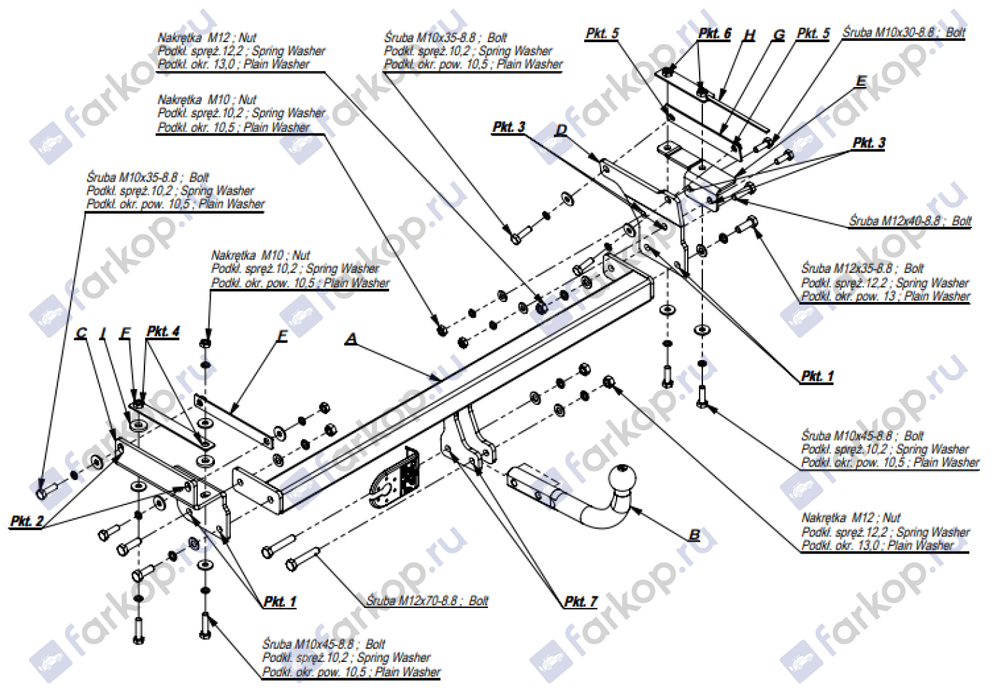 Фаркоп Imiola для Nissan Qashqai (Qashqai 2) 2006-2014 N.032 в 