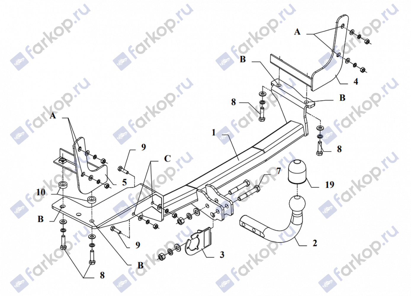 Фаркоп Auto-Hak для Volkswagen Polo (3,5 дв) 1994-1999 Арт. K 21 K 21 в 