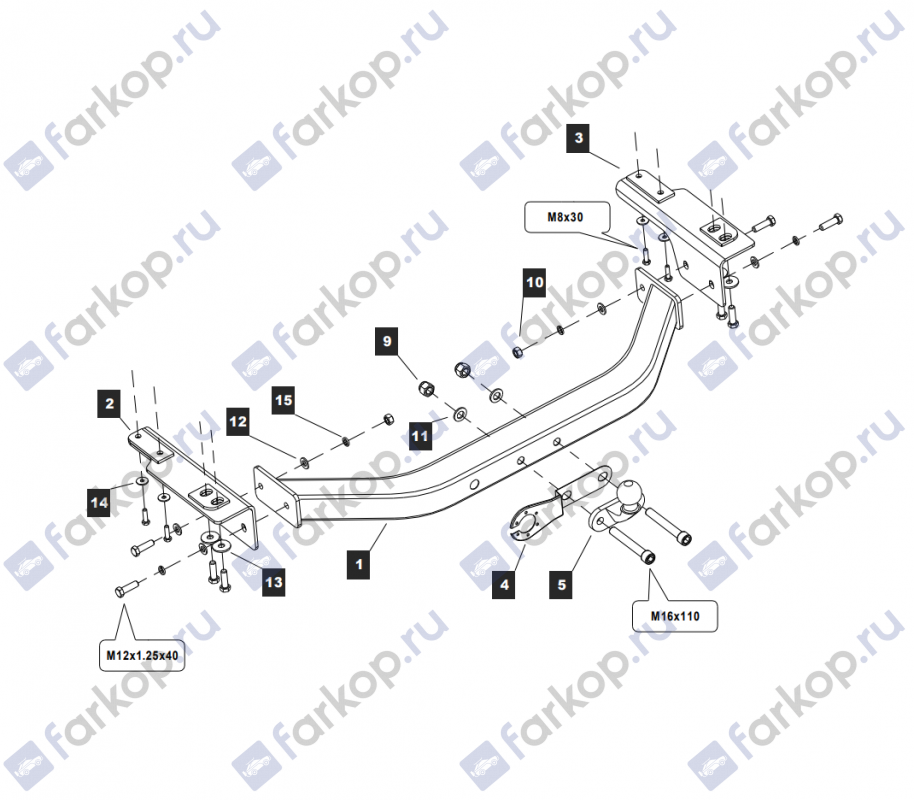 Фаркоп Baltex для Toyota Land Cruiser Prado J150 2009- Y13C в 