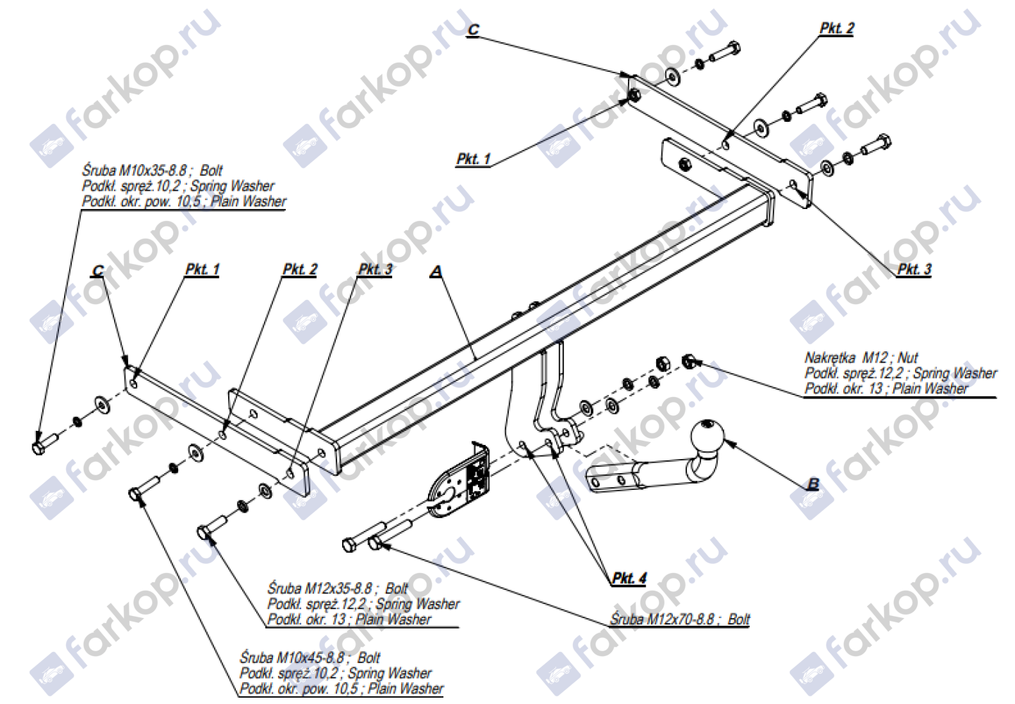 Фаркоп Imiola для Skoda Fabia (хетчбек) 1999-2007 Арт. Z.006 Z.006 в 