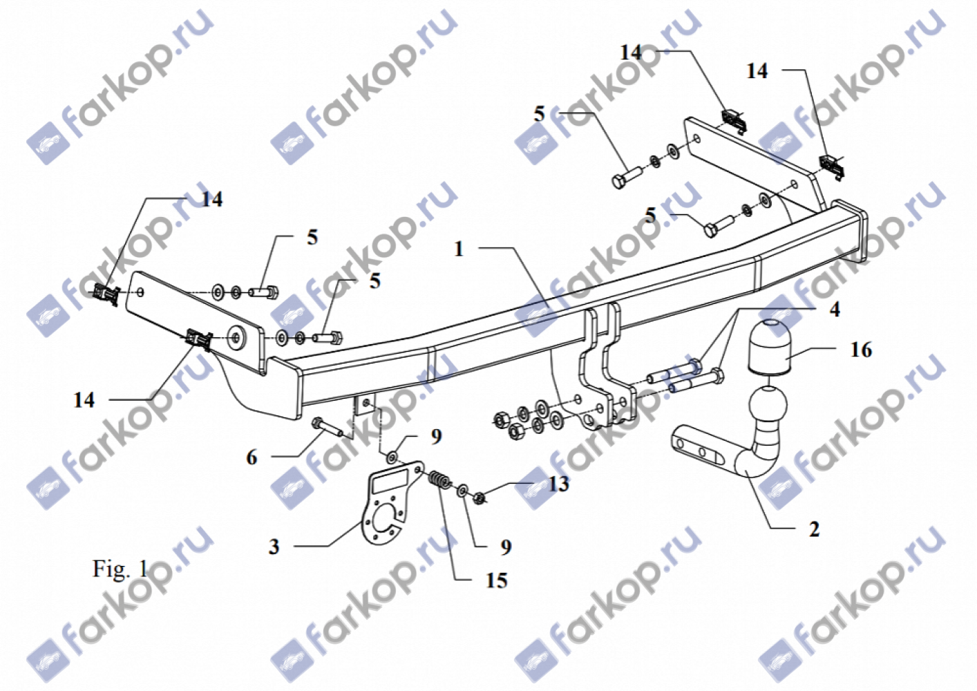 Фаркоп Auto-Hak для Peugeot 206 (3,5 дв) 1998-2003 F 14 в 