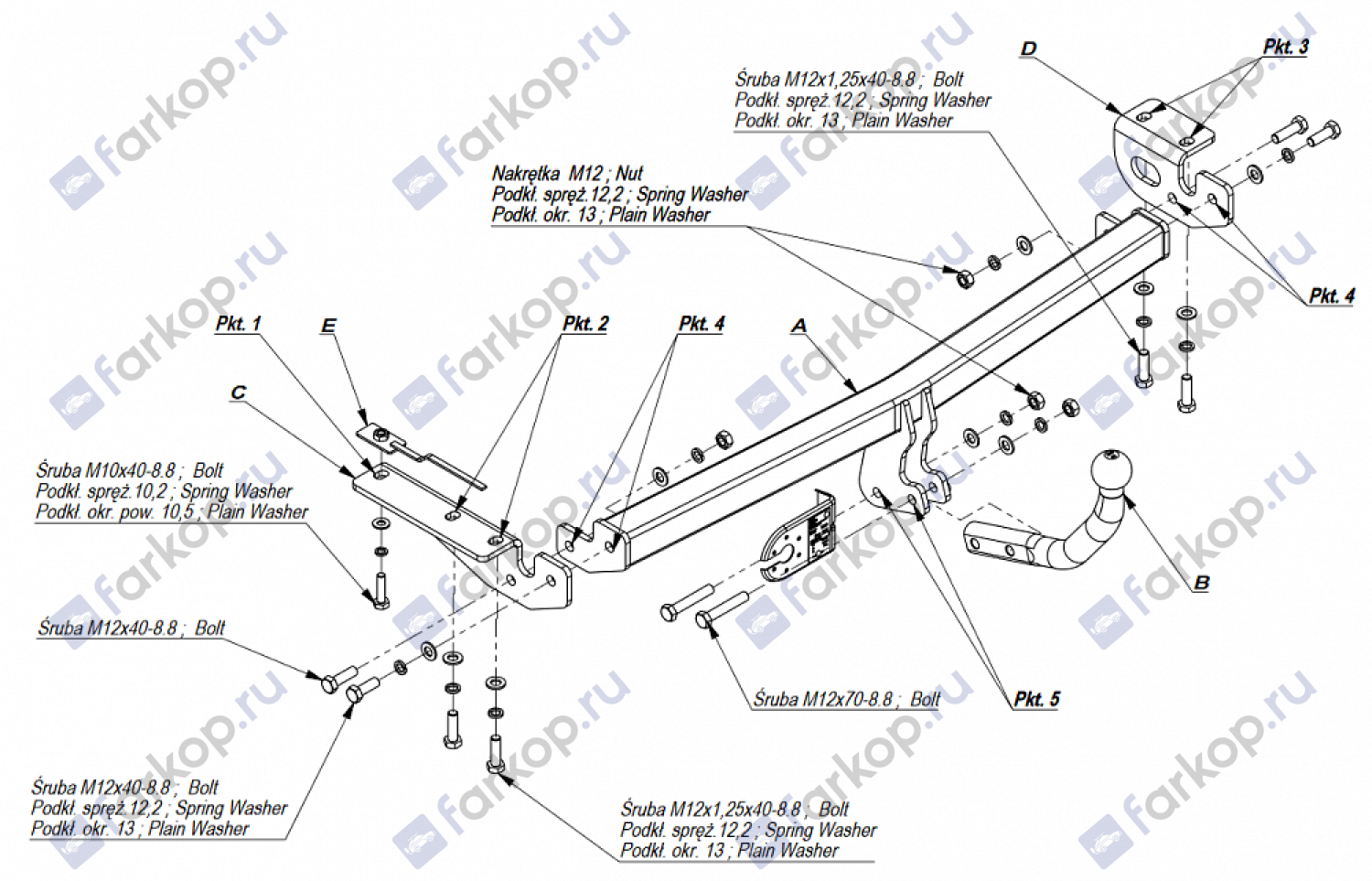 Фаркоп Imiola для Toyota Avensis (универсал) 2003-2009 Арт. T.024 T.024 в 