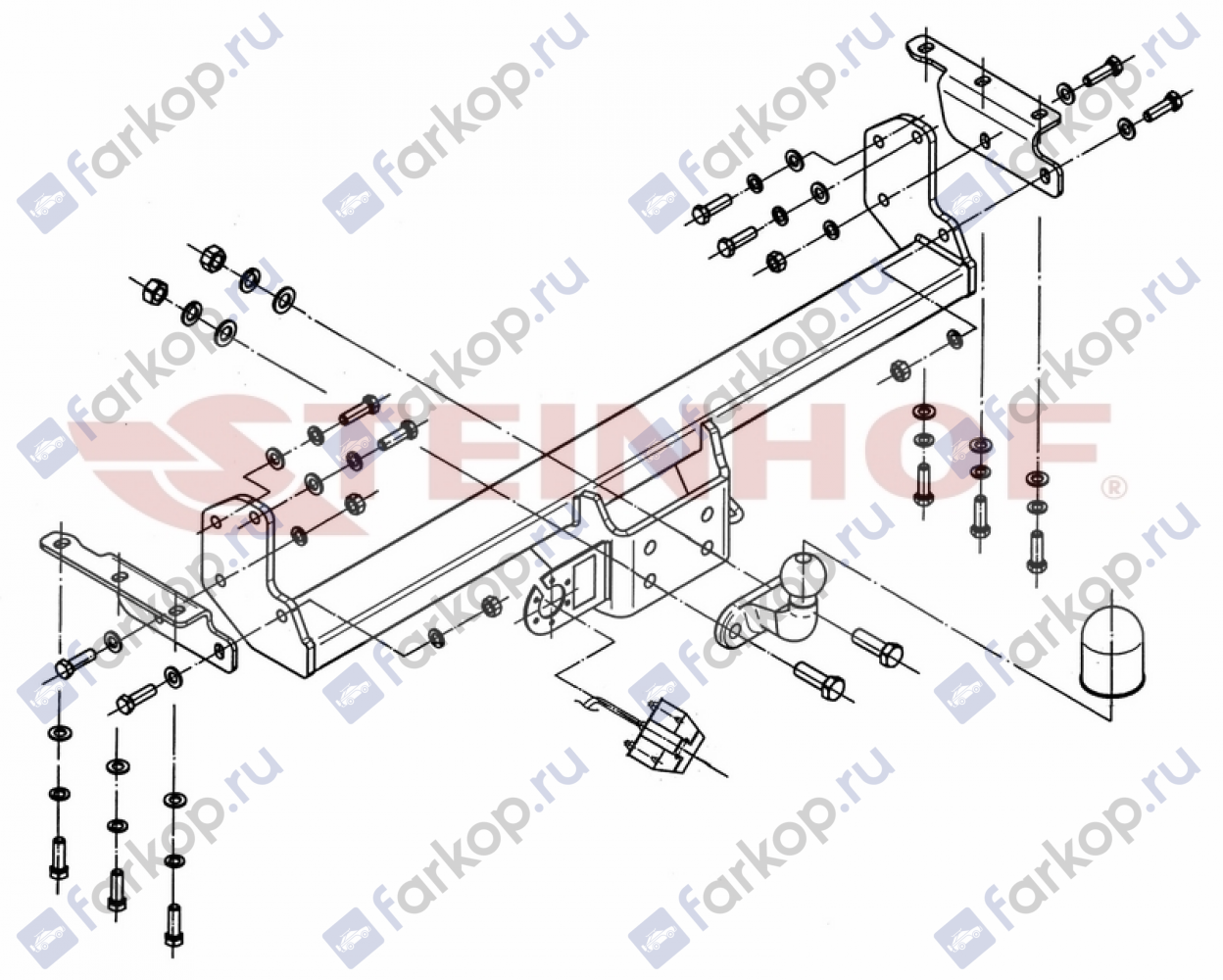 Фаркоп Steinhof для Nissan Navara 2005-2015, (трубчатый бампер) Арт. N-088 N-088 в 