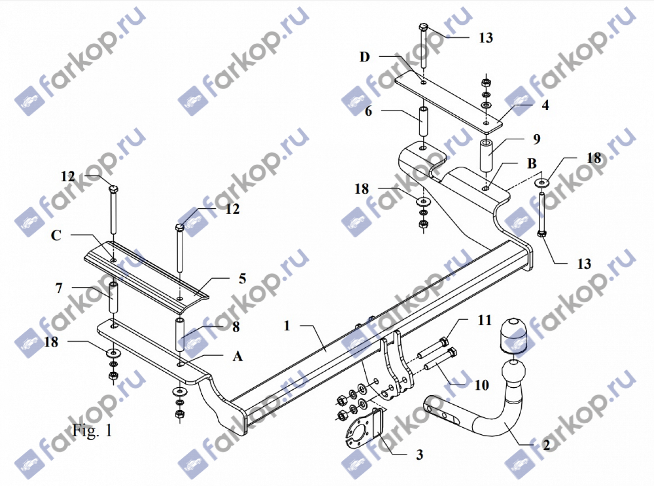 Фаркоп Auto-Hak для Chevrolet Aveo (3,5 дв) 2008-2011 Арт. X 22 X 22 в 