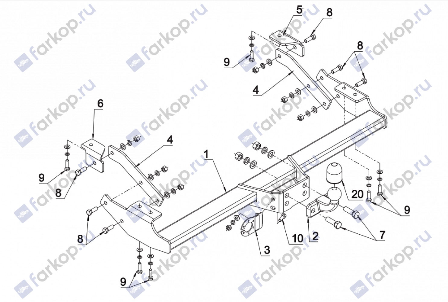 Фаркоп Auto-Hak для Opel Vivaro (фургон, VAN) 2001-2014 G 40 в 