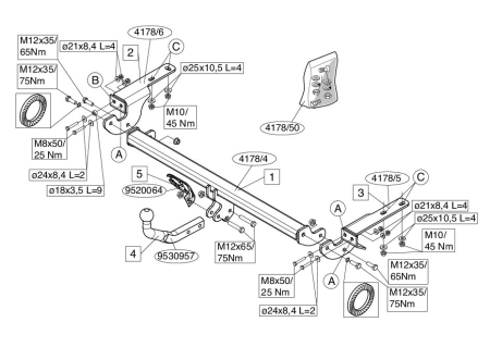 Фаркоп Brink для Citroen C4 (купе, хетчбек) 2004-2010  Арт. 417800 417800 в 