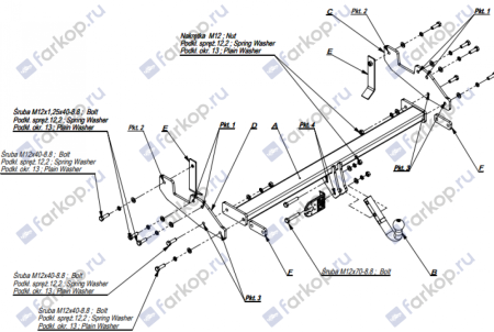 Фаркоп Imiola для с балкой Toyota Hilux 2005-2010, (для машин без подготовки) T.030 в 