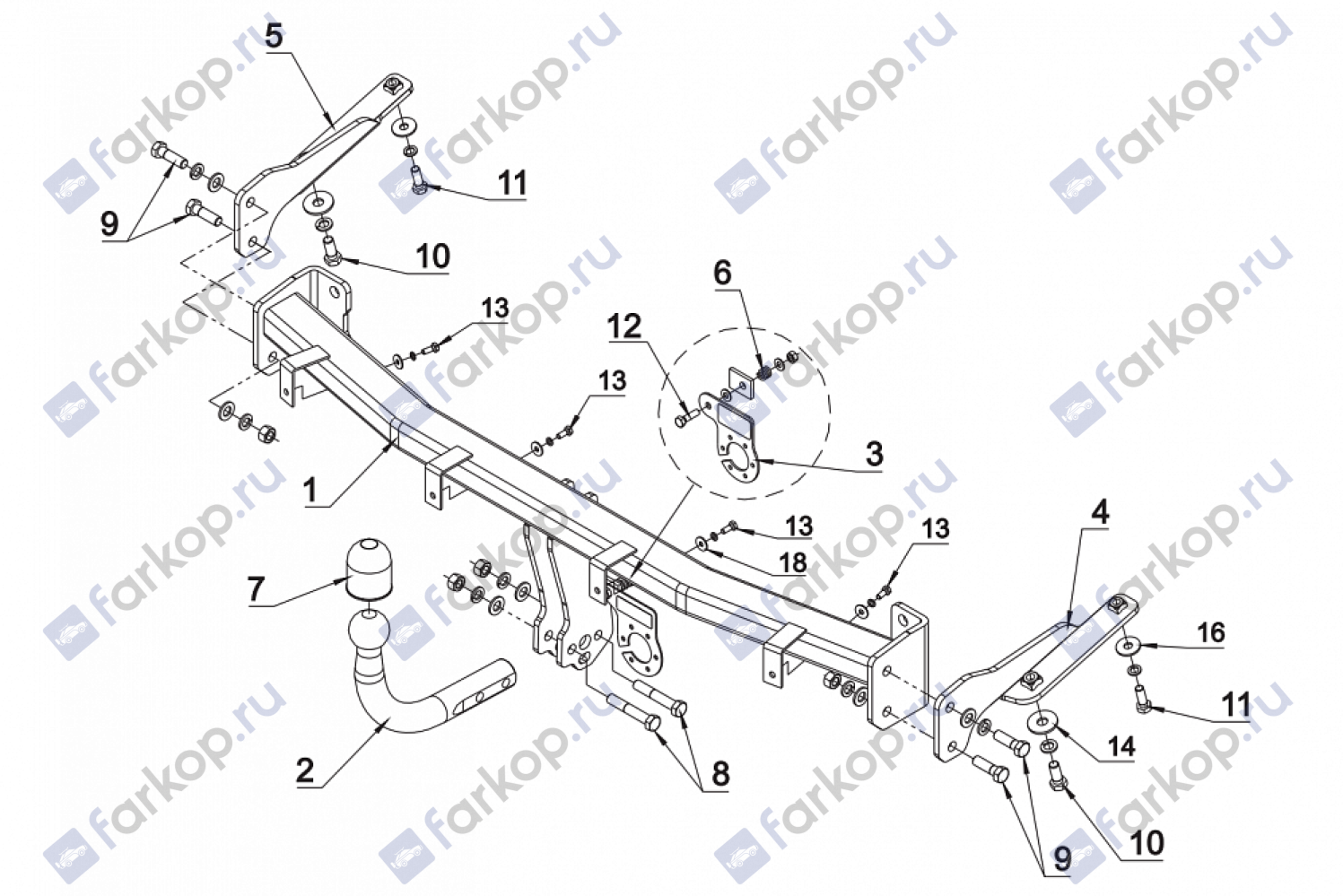 Фаркоп Auto-Hak для Volkswagen Caddy 2004-2020 K 45 в 