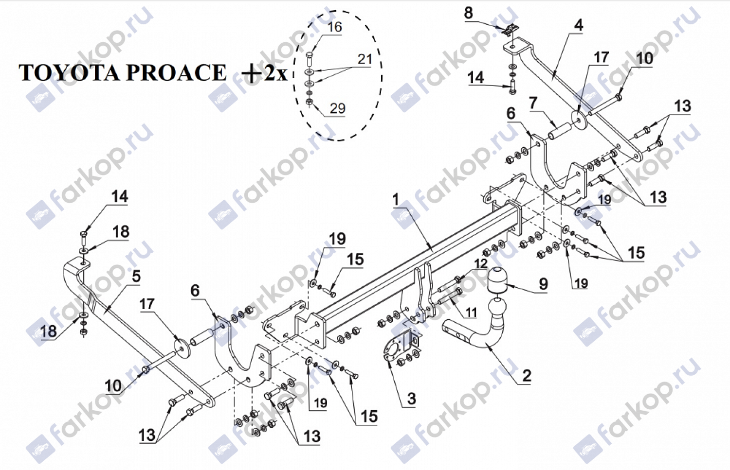 Фаркоп Auto-Hak для Peugeot Expert 2007-2016 R 40 в 