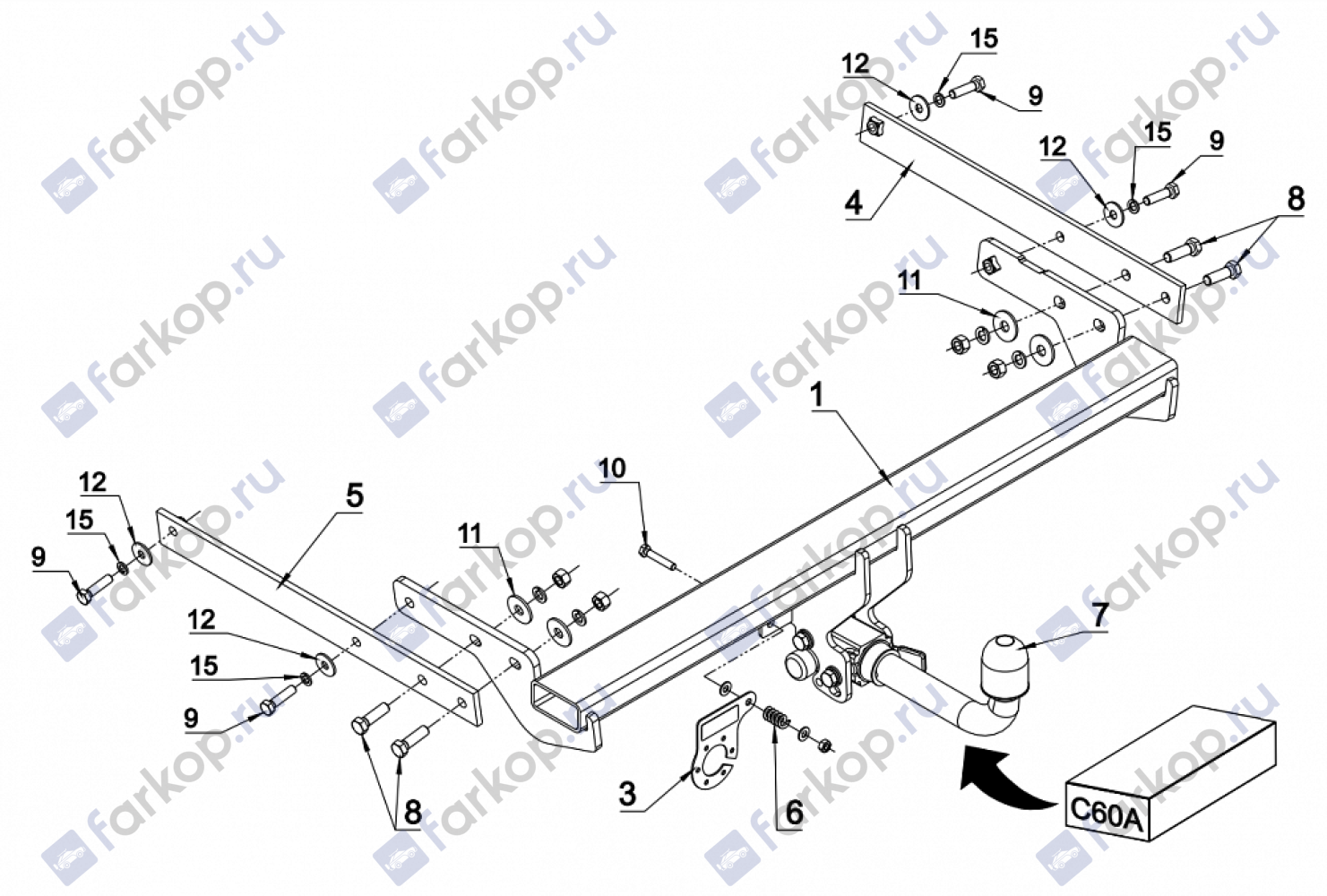 Фаркоп Auto-Hak для Ford Kuga 2013-2019 Арт. C 60A C 60A в 