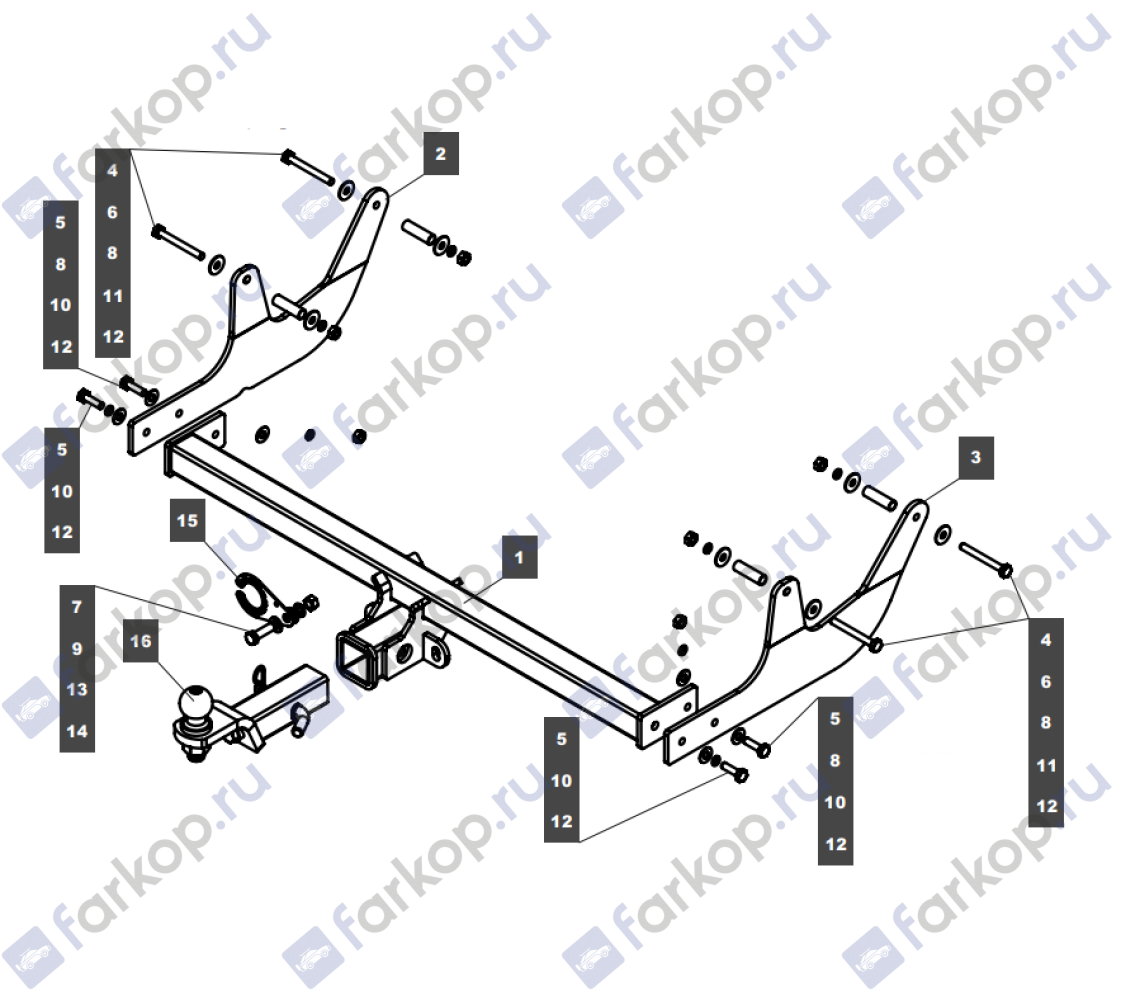 Фаркоп TowRus для Lada Largus 2012- Арт. 279531 279531 в 