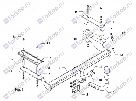 Фаркоп Auto-Hak для Chevrolet Aveo (3,5 дв) 2008-2011 Арт. X 22 X 22 в 