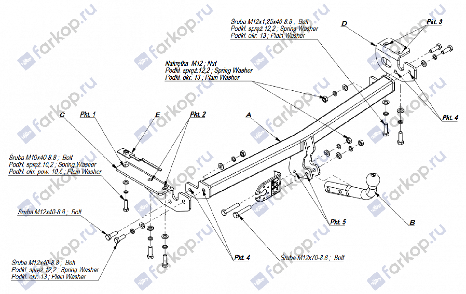 Фаркоп Imiola для Toyota Corolla (хетчбек) 2002-2007 Арт. T.021 T.021 в 