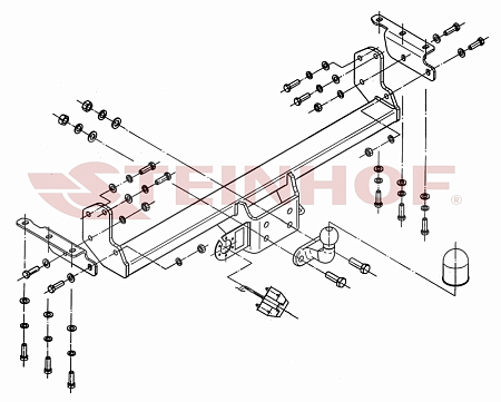 Фаркоп Steinhof для Nissan Navara 2005-2015, (трубчатый бампер) Арт. N-088 N-088 в 