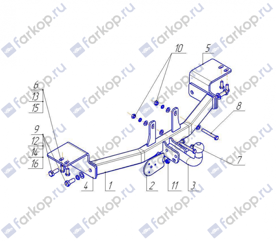 Фаркоп AvtoS для Toyota Land Cruiser Prado J120 2002-2009, (з/колесо снизу) Арт. TY 21 TY 21 в 