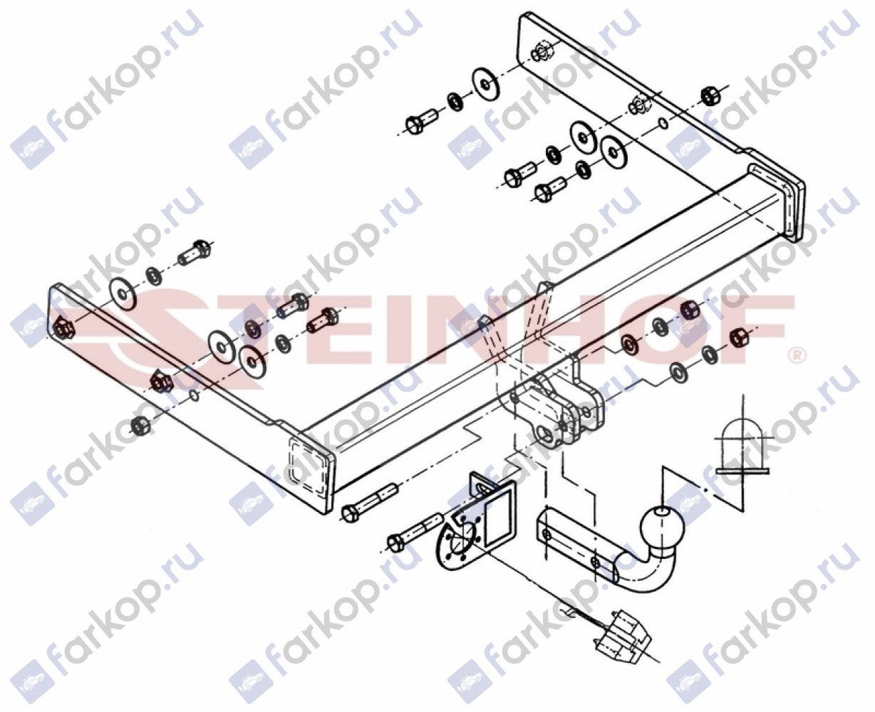 Фаркоп Steinhof для Volkswagen Multivan T5 2003-2015, (без парктроников) V-125 в 
