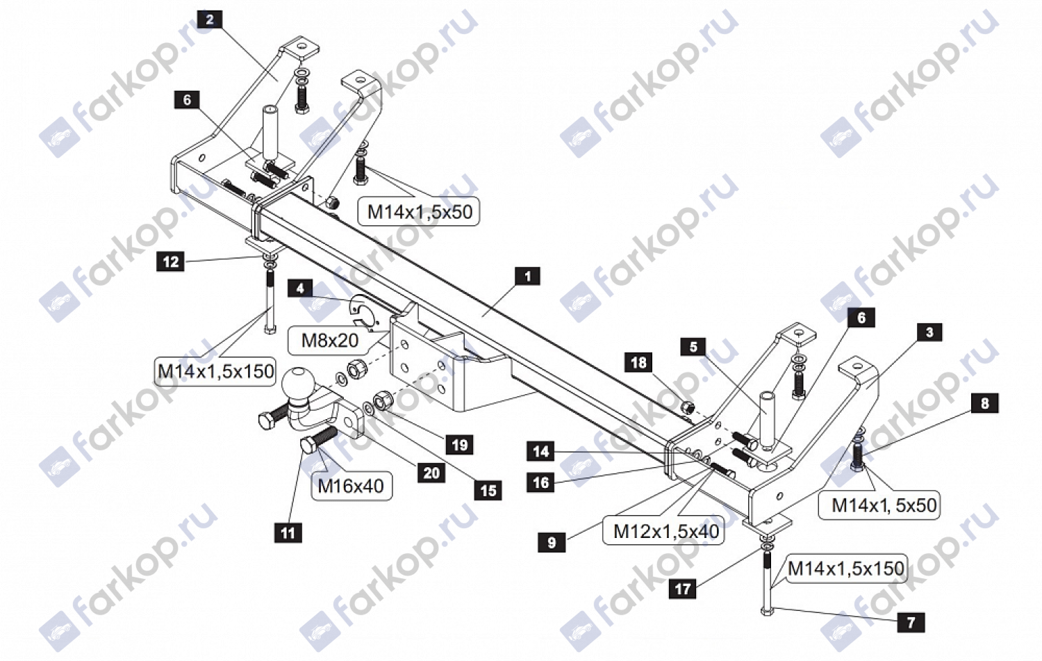 Фаркоп Baltex для Peugeot Boxer 1994-2006 Арт. 17160621 17160621 в 