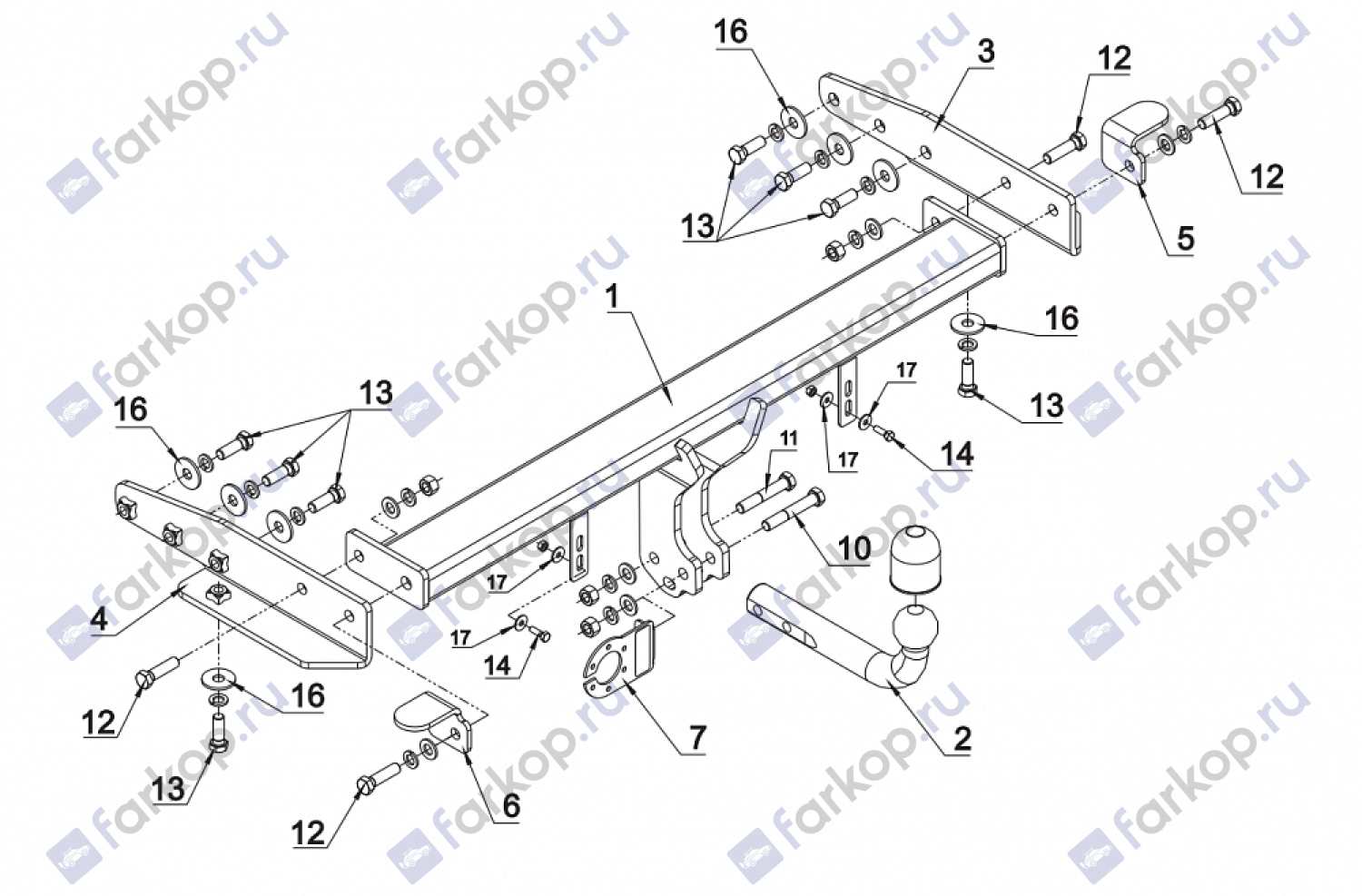 Фаркоп Auto-Hak для Jeep Grand Cherokee 2011-2022 Арт. JP 10 JP 10 в 