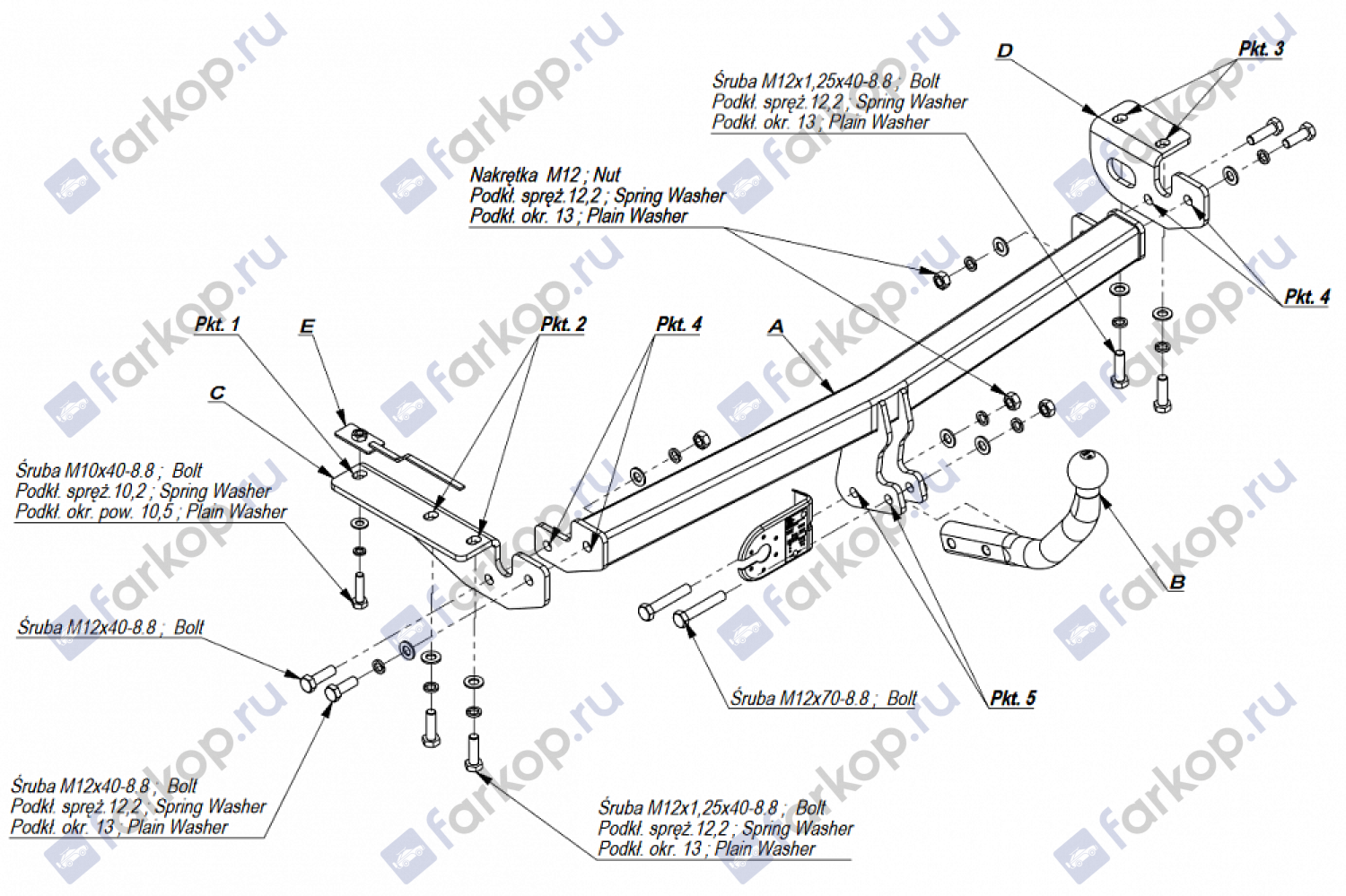 Фаркоп Imiola для Toyota Avensis (лифтбек, седан) 2003-2009 Арт. T.023 T.023 в 