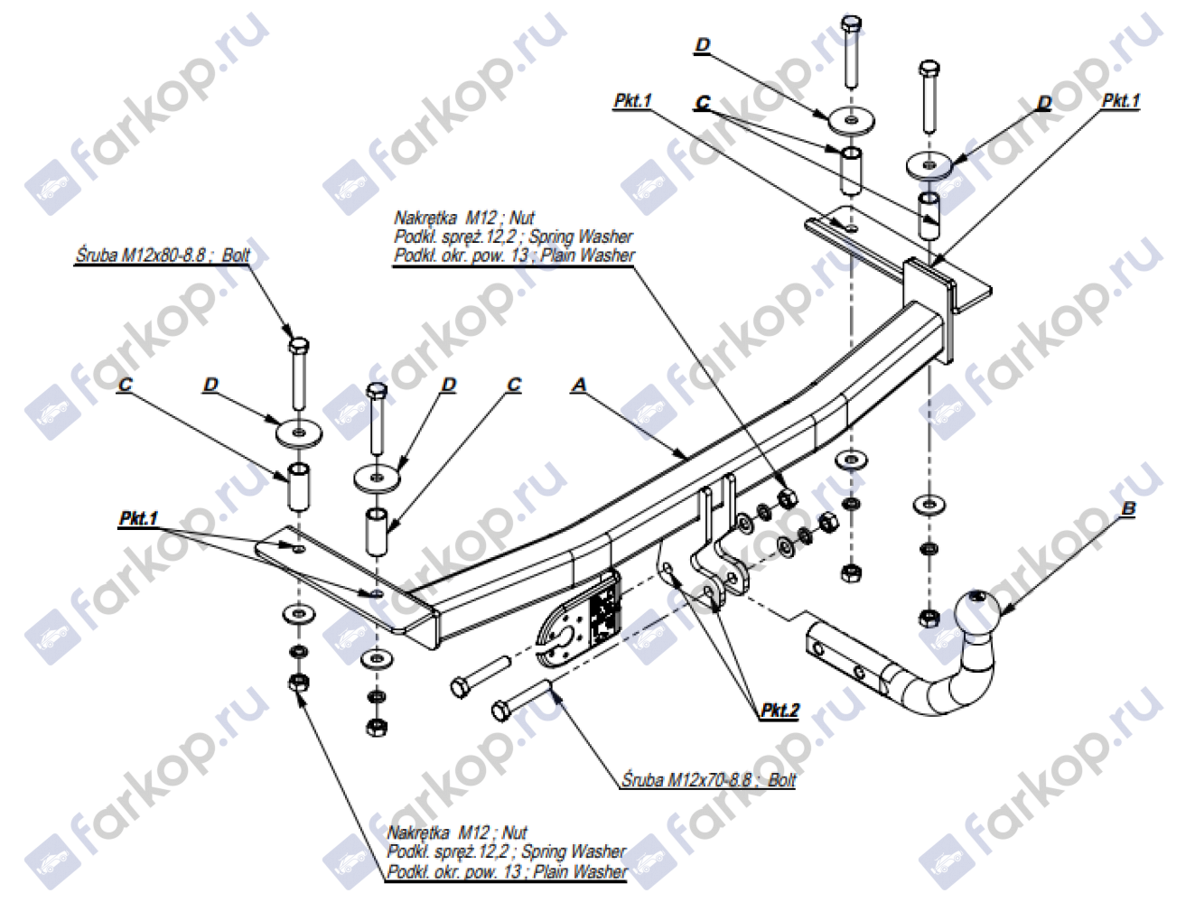 Фаркоп Imiola для Ford Fiesta (хетчбек) 1996-2002 Арт. E.009 E.009 в 