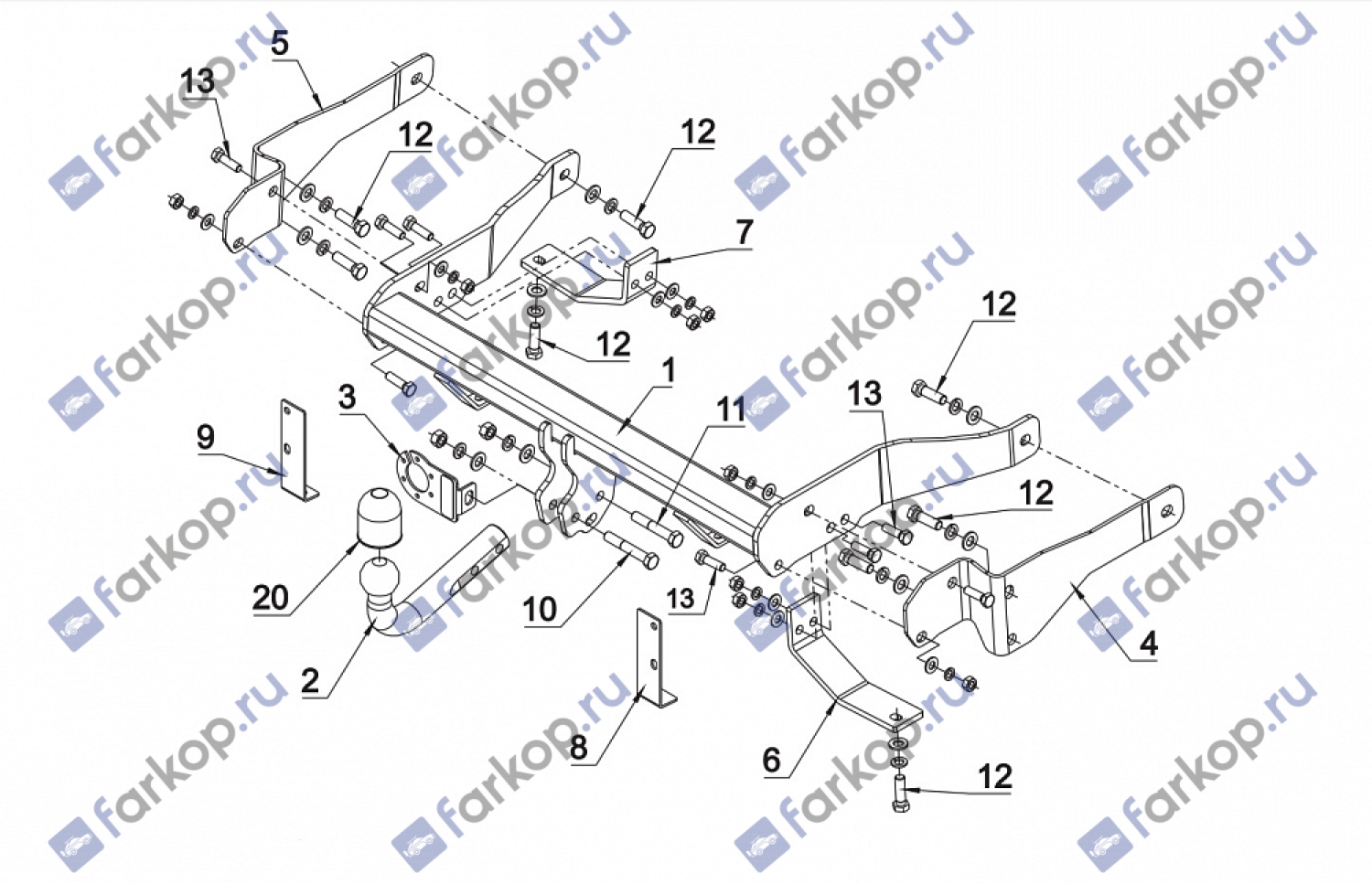 Фаркоп Auto-Hak для Chevrolet Captiva 2006-2013 Арт. X 20 X 20 в 