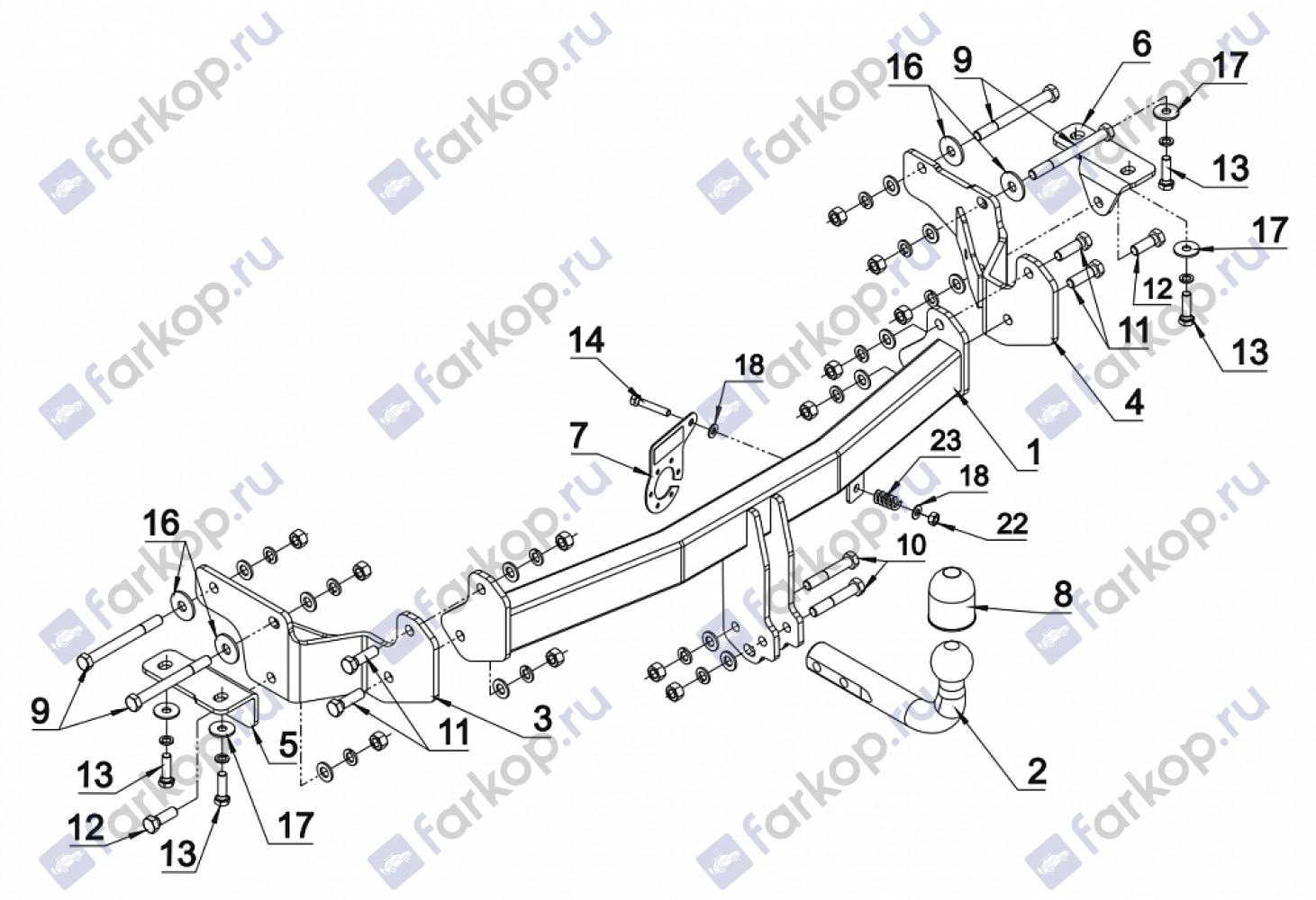 Фаркоп Auto-Hak для Hyundai Santa Fe 2012-2018 Арт. J 68 J 68 в 